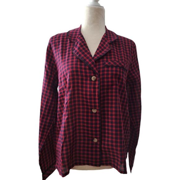 Madewell Women's Buffalo Plaid Long Sleeve Cotton Pajama Top Sz Medium - Picture 3 of 6